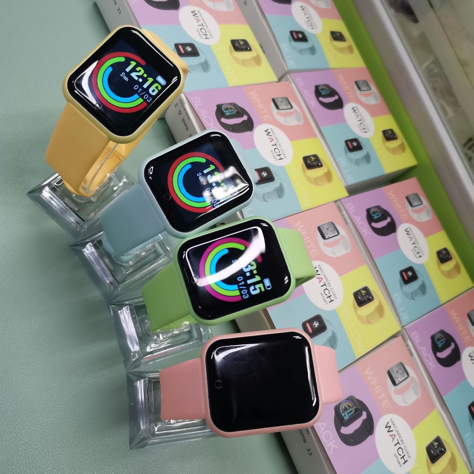 Health Monitor Bluetooth Smart Watch Y68 Men Women Sports Watches Smart Bracelet Fitness Tracker Steps Calories Bluetooth Wristwatch D20 Macaron Waterproof Smart watch For Kids Boys Girls Smartwatch