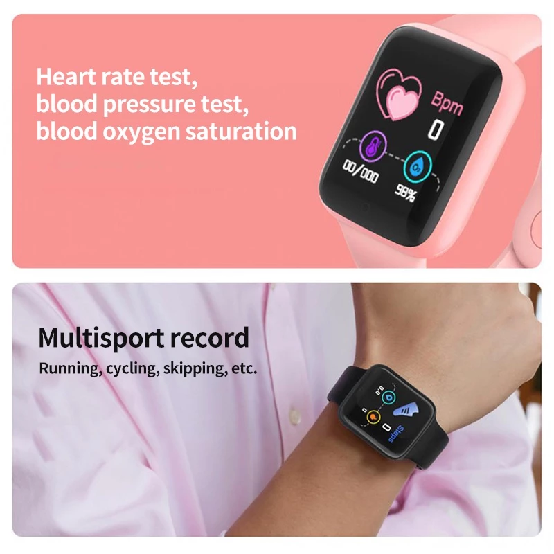 Health Monitor Bluetooth Smart Watch Y68 Men Women Sports Watches Smart Bracelet Fitness Tracker Steps Calories Bluetooth Wristwatch D20 Macaron Waterproof Smart watch For Kids Boys Girls Smartwatch