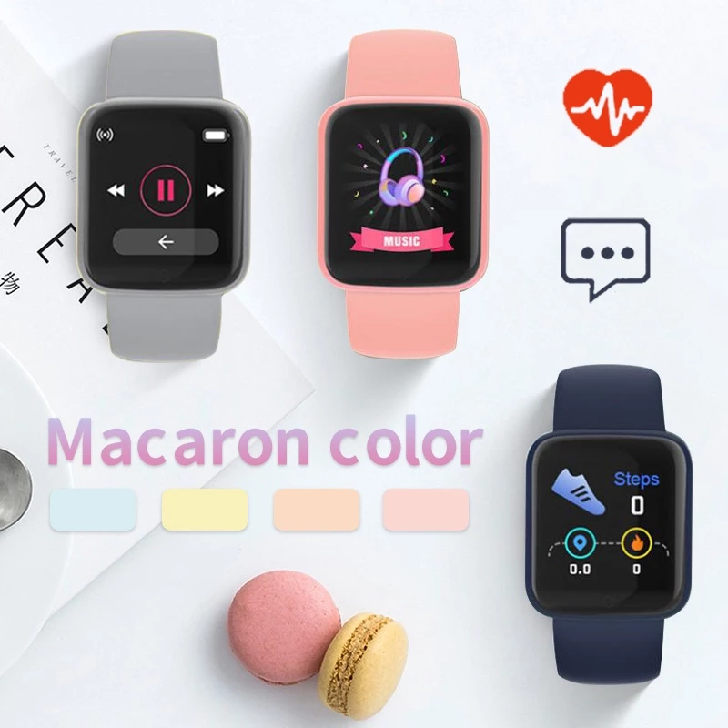 Health Monitor Bluetooth Smart Watch Y68 Men Women Sports Watches Smart Bracelet Fitness Tracker Steps Calories Bluetooth Wristwatch D20 Macaron Waterproof Smart watch For Kids Boys Girls Smartwatch