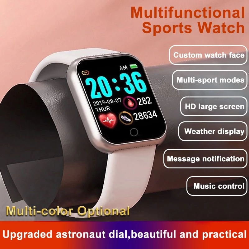 Health Monitor Bluetooth Smart Watch Y68 Men Women Sports Watches Smart Bracelet Fitness Tracker Steps Calories Bluetooth Wristwatch D20 Macaron Waterproof Smart watch For Kids Boys Girls Smartwatch