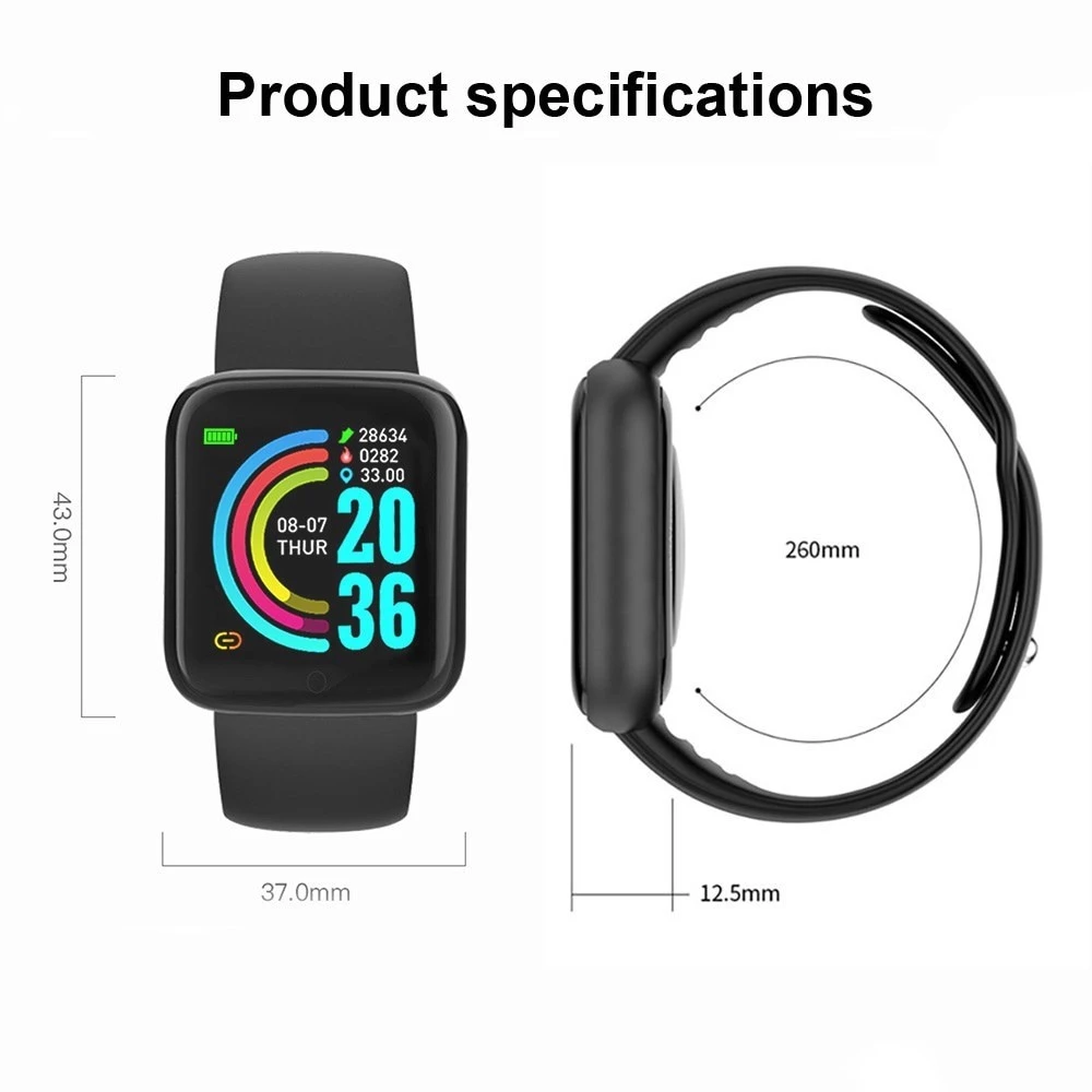 Health Monitor Bluetooth Smart Watch Y68 Men Women Sports Watches Smart Bracelet Fitness Tracker Steps Calories Bluetooth Wristwatch D20 Macaron Waterproof Smart watch For Kids Boys Girls Smartwatch
