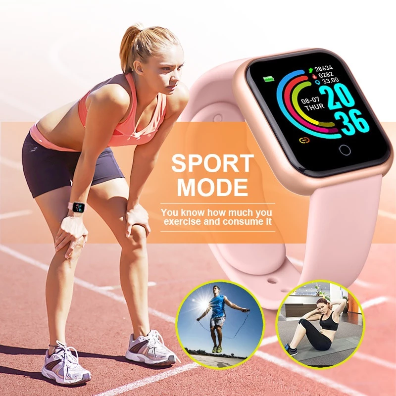 Health Monitor Bluetooth Smart Watch Y68 Men Women Sports Watches Smart Bracelet Fitness Tracker Steps Calories Bluetooth Wristwatch D20 Macaron Waterproof Smart watch For Kids Boys Girls Smartwatch