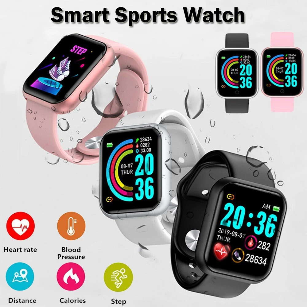 Health Monitor Bluetooth Smart Watch Y68 Men Women Sports Watches Smart Bracelet Fitness Tracker Steps Calories Bluetooth Wristwatch D20 Macaron Waterproof Smart watch For Kids Boys Girls Smartwatch