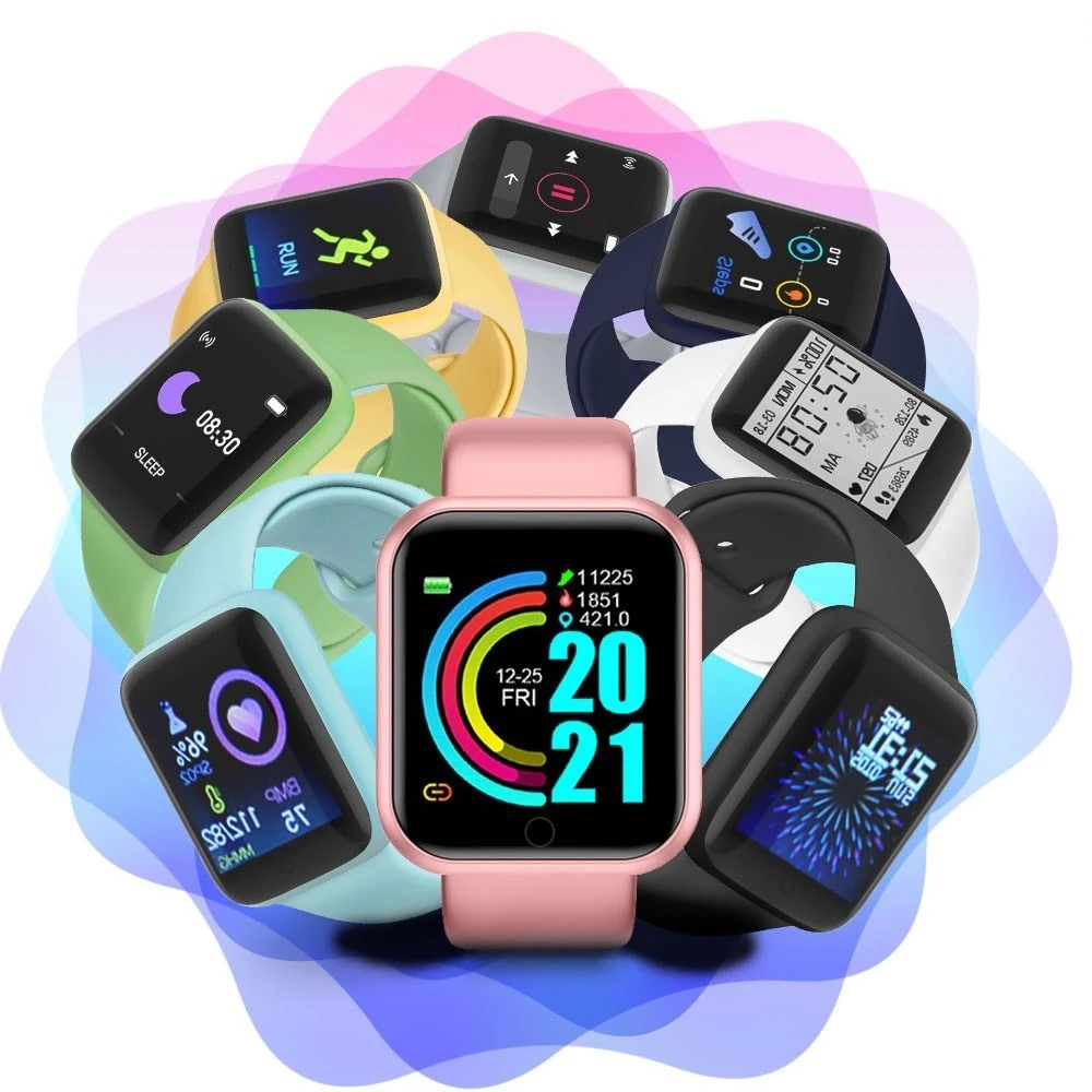 Health Monitor Bluetooth Smart Watch Y68 Men Women Sports Watches Smart Bracelet Fitness Tracker Steps Calories Bluetooth Wristwatch D20 Macaron Waterproof Smart watch For Kids Boys Girls Smartwatch
