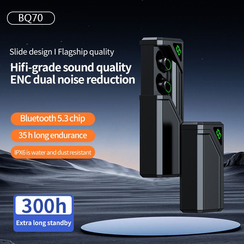 BQ70 wireless Bluetooth headset in-ear power digital display long battery life Bluetooth 5.3 pull-out tweeter slide cover Wireless Earbuds Bluetooth Earphone Bluetooth Headset Earpods For ios Andriod