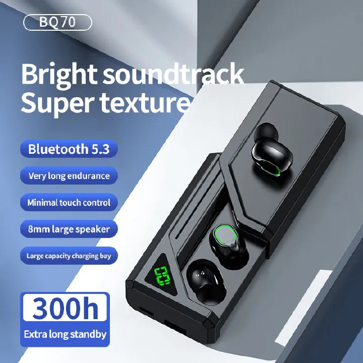 BQ70 wireless Bluetooth headset in-ear power digital display long battery life Bluetooth 5.3 pull-out tweeter slide cover Wireless Earbuds Bluetooth Earphone Bluetooth Headset Earpods For ios Andriod