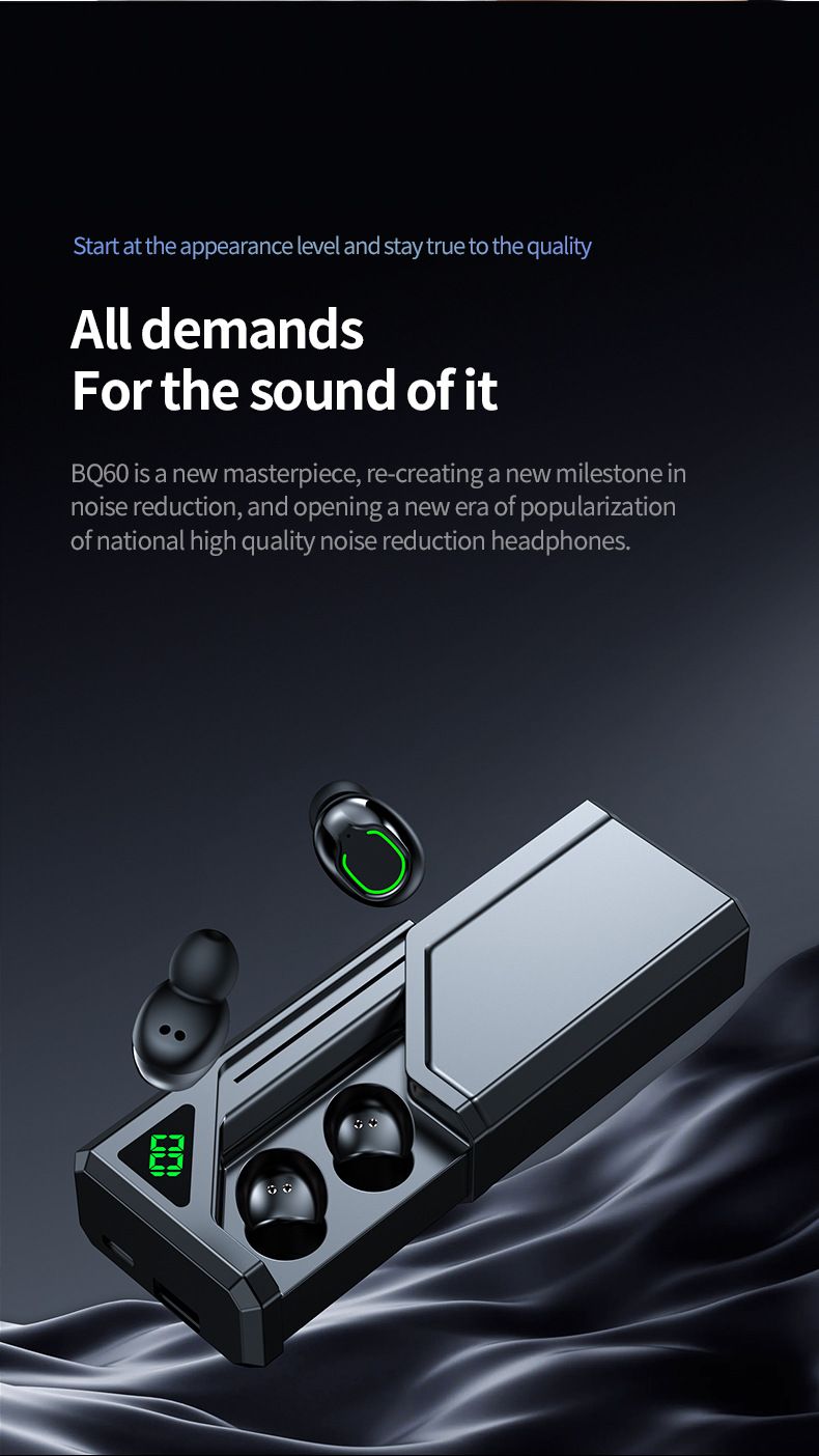 BQ70 wireless Bluetooth headset in-ear power digital display long battery life Bluetooth 5.3 pull-out tweeter slide cover Wireless Earbuds Bluetooth Earphone Bluetooth Headset Earpods For ios Andriod