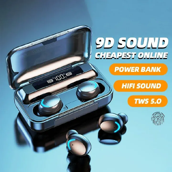 F9-5 TWS Wireless Earphones in-Ear earbuds Bluetooth Earphone with Mic Touch Control LED Power Display Wireless Hifi Stereo Noise Reduction Sport Waterproof Bluetooth Headphone Headset Earpod AI Voice