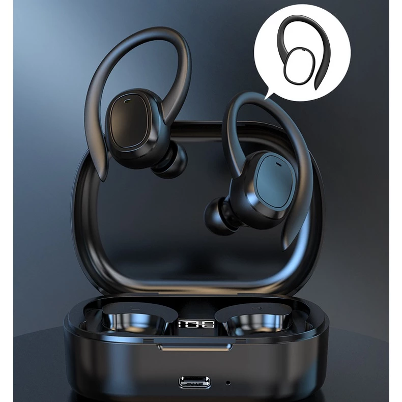 New S260 Bluetooth headset with compartment digital display binaural hanging in-ear sports Earphones with mic hanging ear design Wireless earbuds wireless earphone headphone earpods  gaming ear buds
