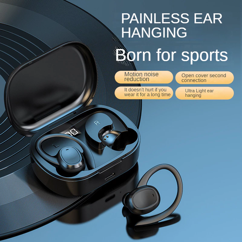New S260 Bluetooth headset with compartment digital display binaural hanging in-ear sports Earphones with mic hanging ear design Wireless earbuds wireless earphone headphone earpods  gaming ear buds
