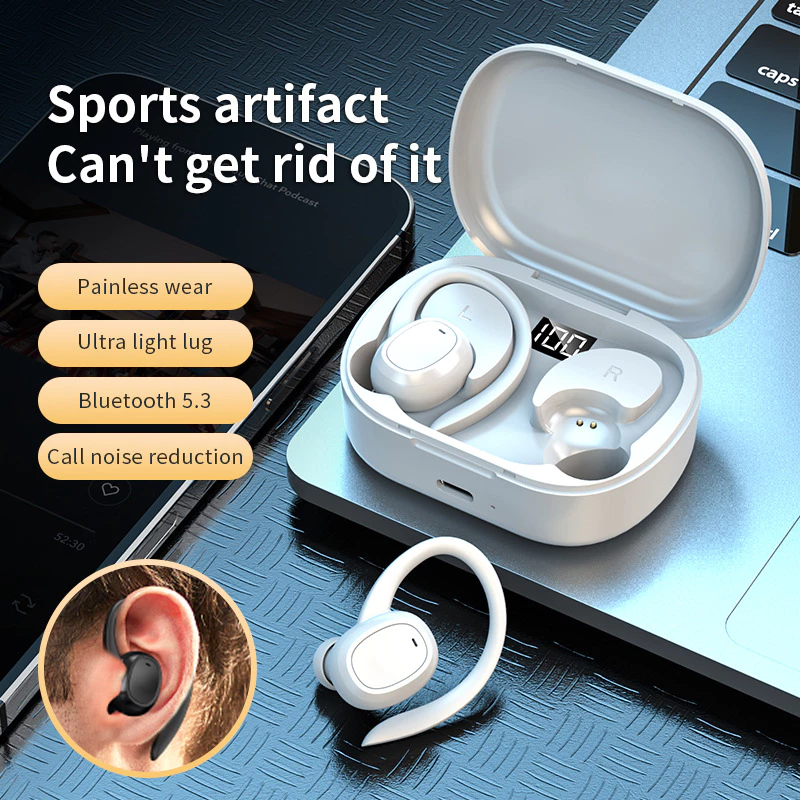New S260 Bluetooth headset with compartment digital display binaural hanging in-ear sports Earphones with mic hanging ear design Wireless earbuds wireless earphone headphone earpods  gaming ear buds