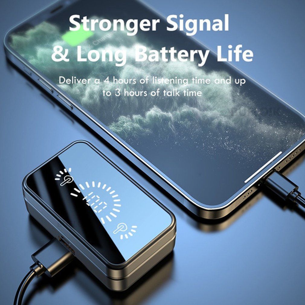 TWS Wireless Earphone Bluetooth Earbuds S20 Bluetooth Earphone Mirror Function Wireless Earphone LED Display Screen Noise Reduction Touch Control Blutooth Headset With Case Earpods For Infinix Itel