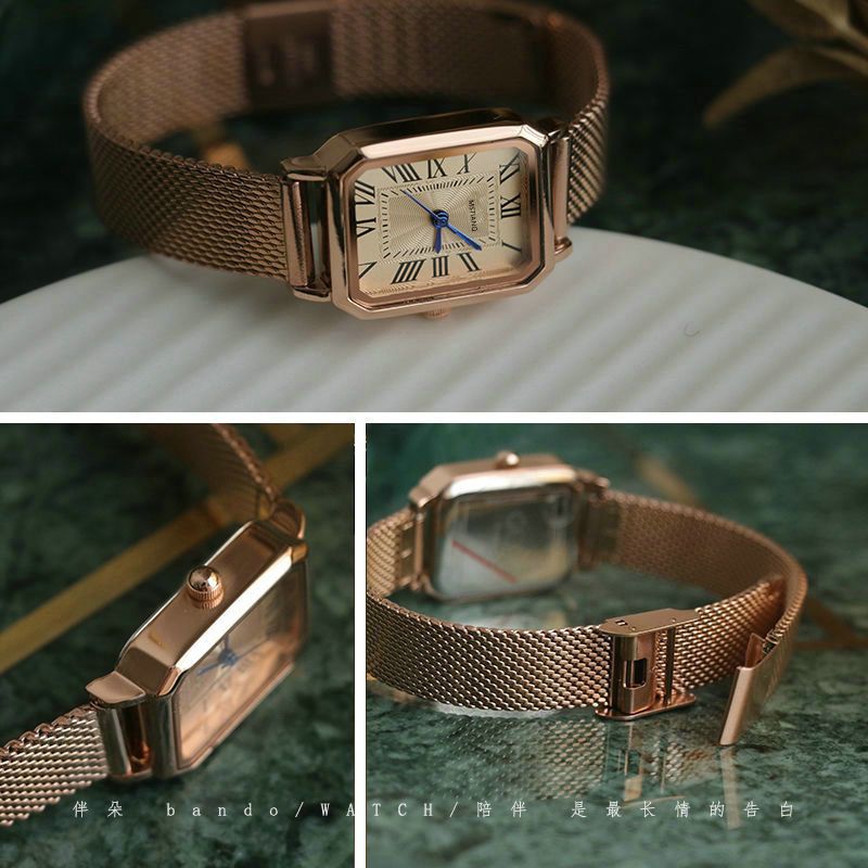 Women Watch Fashion Light Luxury Retro Quartz Watch For Women Square Temperament Waterproof Student Women's Watch Stainless Steel Watch Gold Watch Silver Watch Small Watch Analog Watch Square Watch