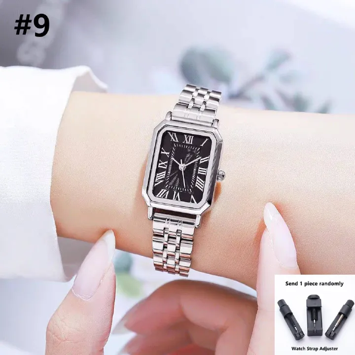 Casual Women Gold Watch Fashion Quartz Watch For Women Stainless Steel Watch with Watch Adjuster Gold Watch Silver Watch Square Waterproof Watch Women Wrist Watch Small Watch Analog Watch Women Gift