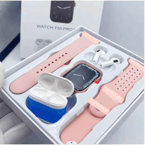 T55 Pro Max 2 in 1 Smart Watch Men Women Smart Watch Bluetooth Calling Heart Rate Monitor Sports Fitness Bracelet Smartwatch with earbuds Bluetooth Earphone Sports Smartwatch Men Waterproof smartwatch