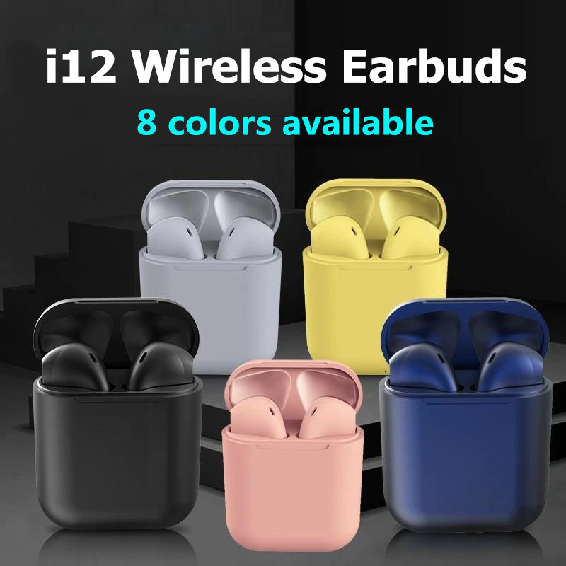 AloTech i12 inpods TWS Bluetooth Wireless Earphone 5.0 Stereo Sound Gaming Earbuds Bluetooth Headphone Run Sports Bluetooth Headset Wireless Earbuds iPhone Earpods Waterproof Touch Control Pods