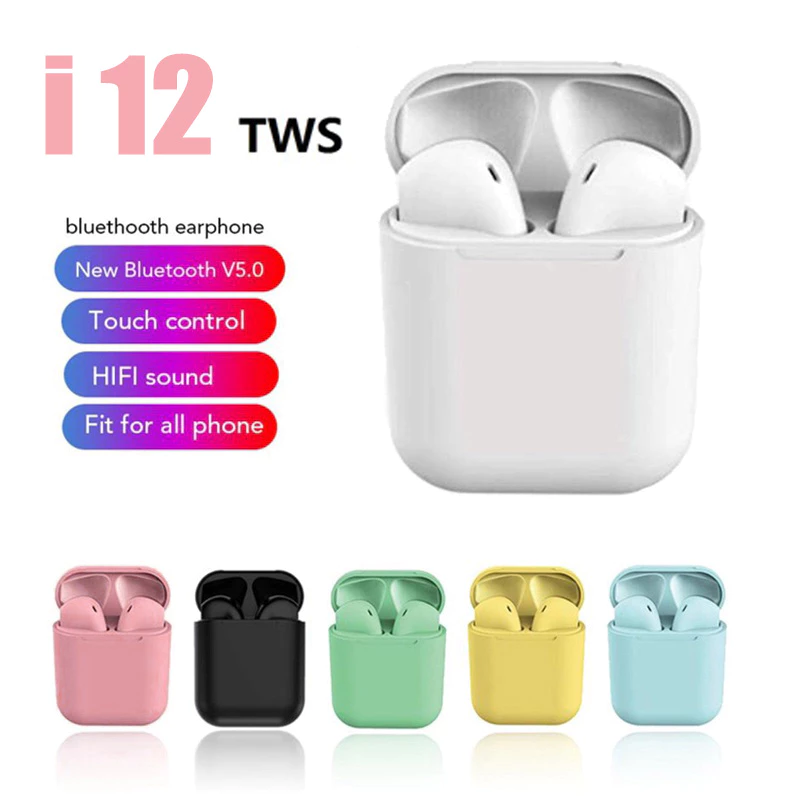 AloTech i12 inpods TWS Bluetooth Wireless Earphone 5.0 Stereo Sound Gaming Earbuds Bluetooth Headphone Run Sports Bluetooth Headset Wireless Earbuds iPhone Earpods Waterproof Touch Control Pods