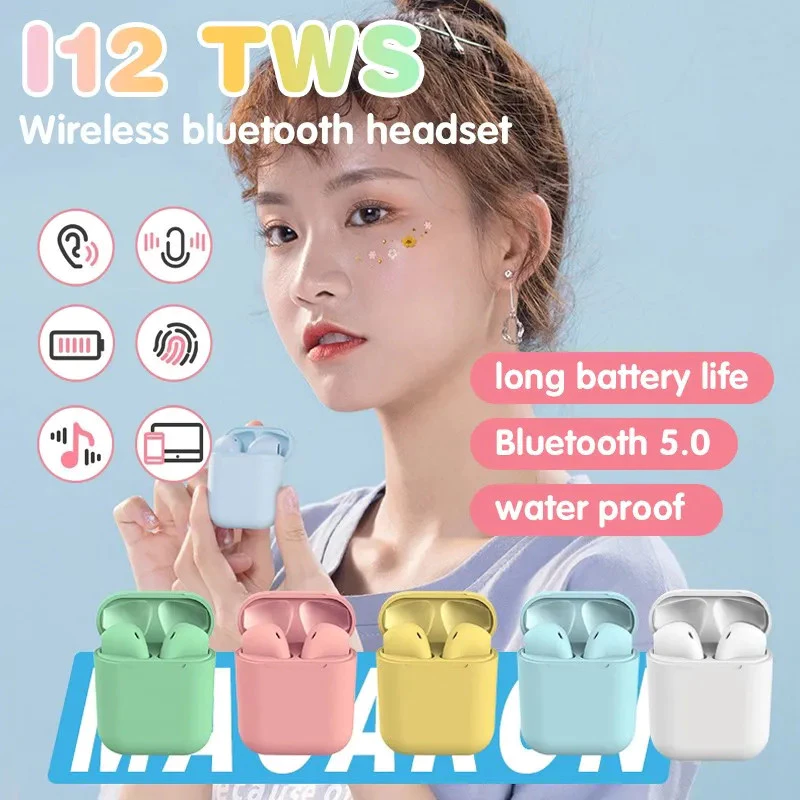 AloTech i12 inpods TWS Bluetooth Wireless Earphone 5.0 Stereo Sound Gaming Earbuds Bluetooth Headphone Run Sports Bluetooth Headset Wireless Earbuds iPhone Earpods Waterproof Touch Control Pods