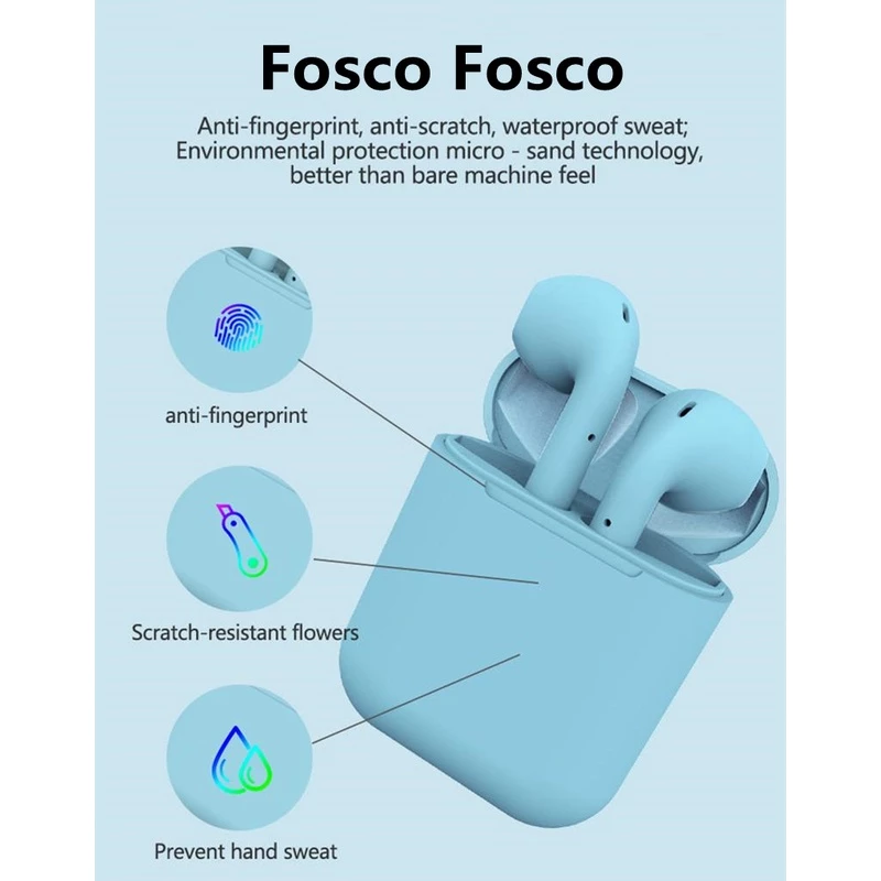 AloTech i12 inpods TWS Bluetooth Wireless Earphone 5.0 Stereo Sound Gaming Earbuds Bluetooth Headphone Run Sports Bluetooth Headset Wireless Earbuds iPhone Earpods Waterproof Touch Control Pods