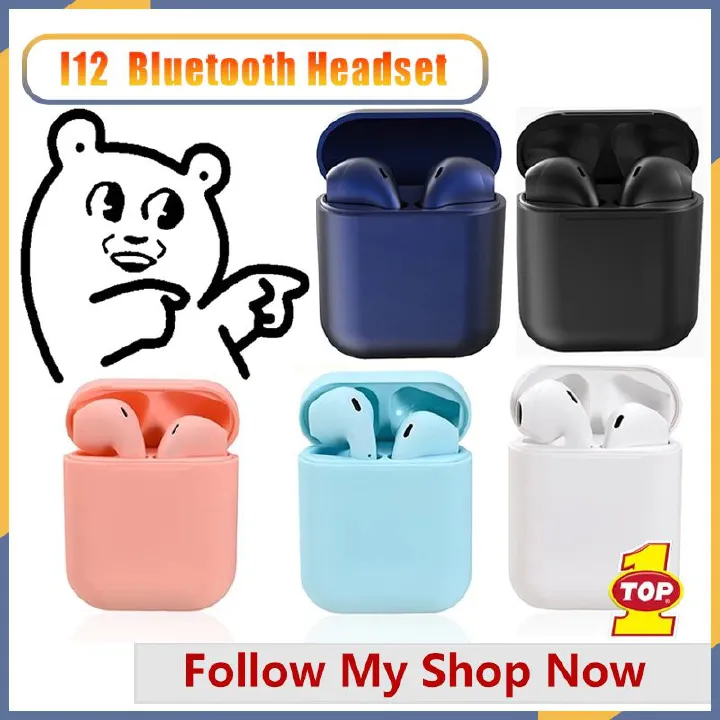 AloTech i12 inpods TWS Bluetooth Wireless Earphone 5.0 Stereo Sound Gaming Earbuds Bluetooth Headphone Run Sports Bluetooth Headset Wireless Earbuds iPhone Earpods Waterproof Touch Control Pods
