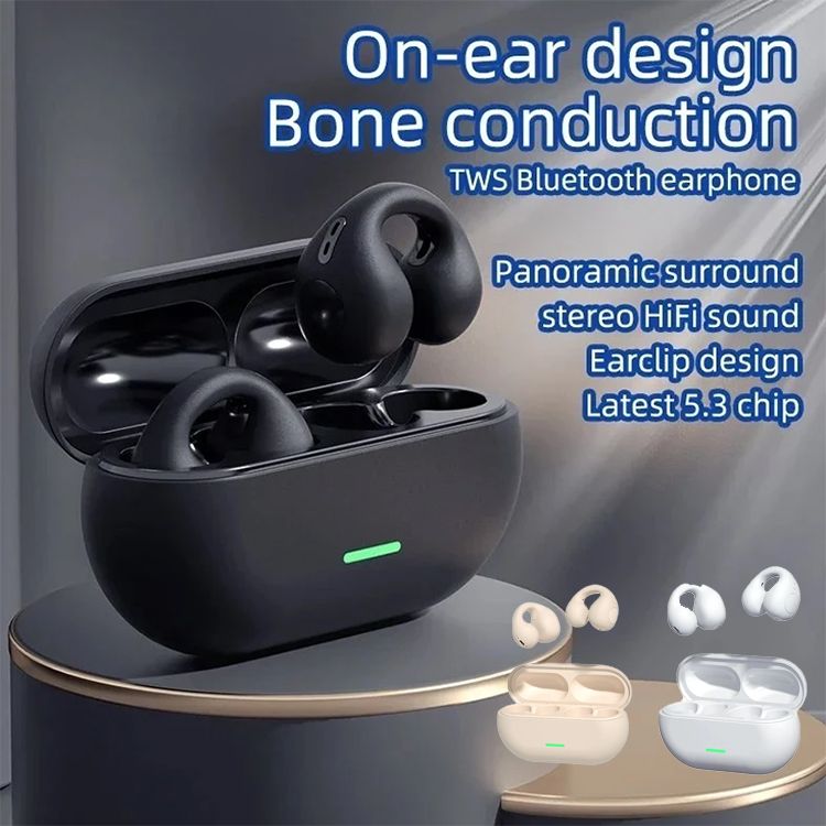AloTech T75 sport air conduction Bluetooth 5.3 earphones HiFi Sound wireless earphones ear clip waterproof open ear earphones earring tws earbuds Bluetooth headphones wireless earpods Wireless Earbuds