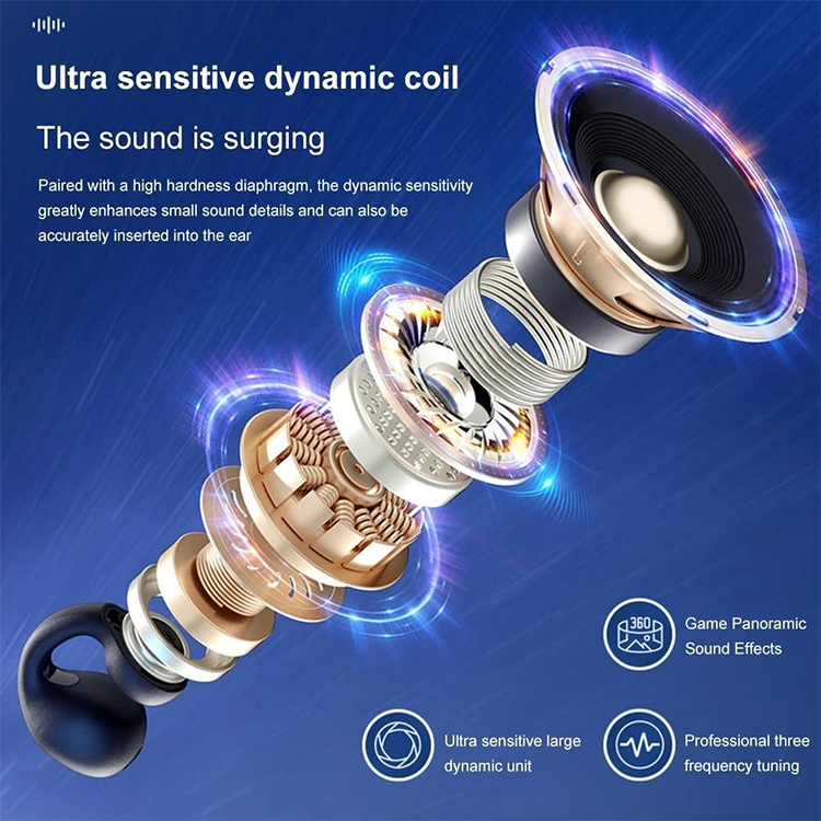 Alotech Bluetooth Earphones Sports Wireless Earphone Tws Earbuds Good Bass With Mic Clip On Ear Bone Conduction Noise Canceling Bluetooth Headset Wireless Earbuds Gaming Earpods For Android IOS