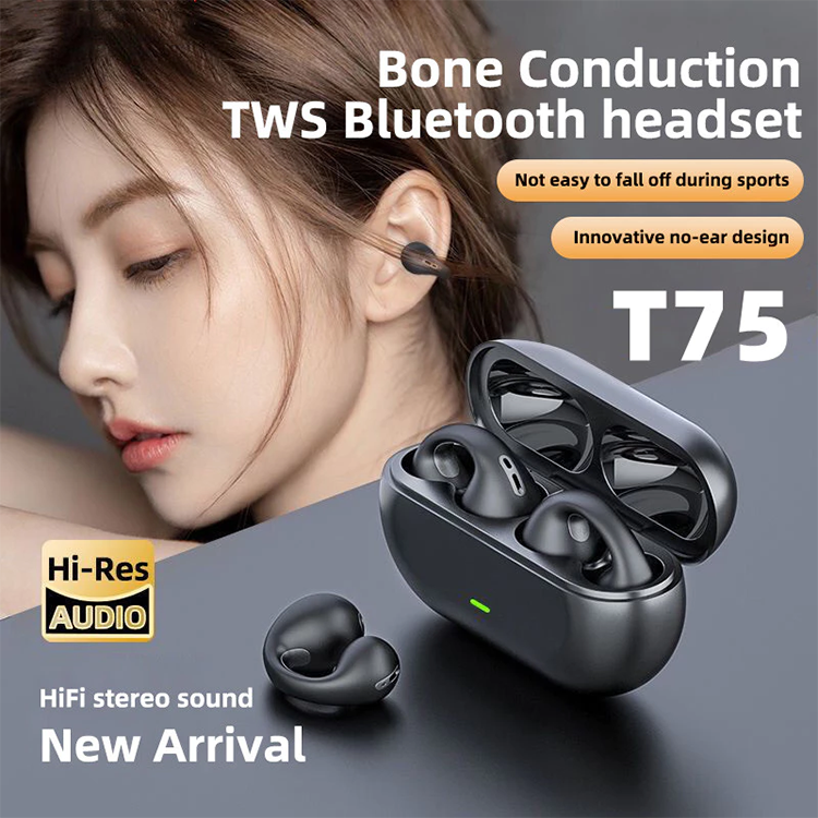 Alotech Bluetooth Earphones Sports Wireless Earphone Tws Earbuds Good Bass With Mic Clip On Ear Bone Conduction Noise Canceling Bluetooth Headset Wireless Earbuds Gaming Earpods For Android IOS