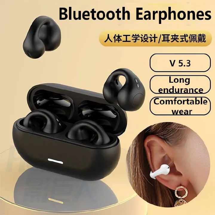 Alotech Bluetooth Earphones Sports Wireless Earphone Tws Earbuds Good Bass With Mic Clip On Ear Bone Conduction Noise Canceling Bluetooth Headset Wireless Earbuds Gaming Earpods For Android IOS