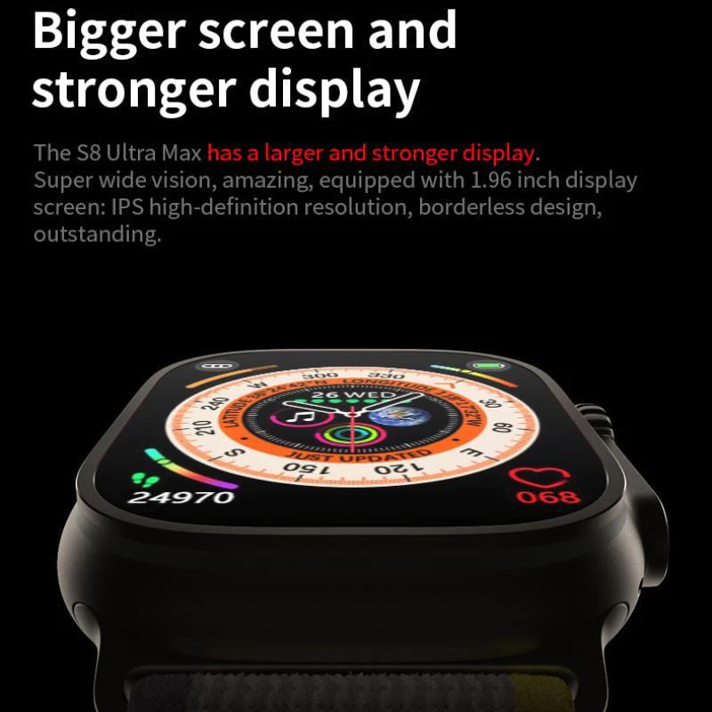 S8 Ultra max smart watch watch8 sleep Heart rate Monitor NFC Bluetooth call Smart watch Men sports bracelet Kids Smart watch Couple Watches Fitness Waterproof Smartwatches s8 ultra smart watch for Men