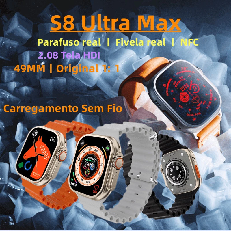 S8 Ultra max smart watch watch8 sleep Heart rate Monitor NFC Bluetooth call Smart watch Men sports bracelet Kids Smart watch Couple Watches Fitness Waterproof Smartwatches s8 ultra smart watch for Men