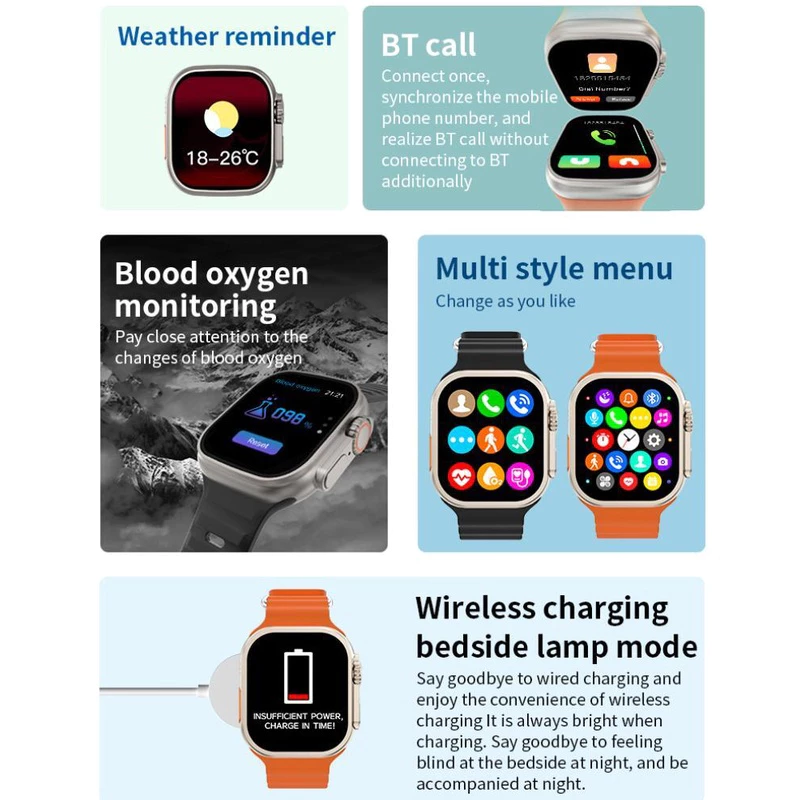 S8 Ultra max smart watch watch8 sleep Heart rate Monitor NFC Bluetooth call Smart watch Men sports bracelet Kids Smart watch Couple Watches Fitness Waterproof Smartwatches s8 ultra smart watch for Men