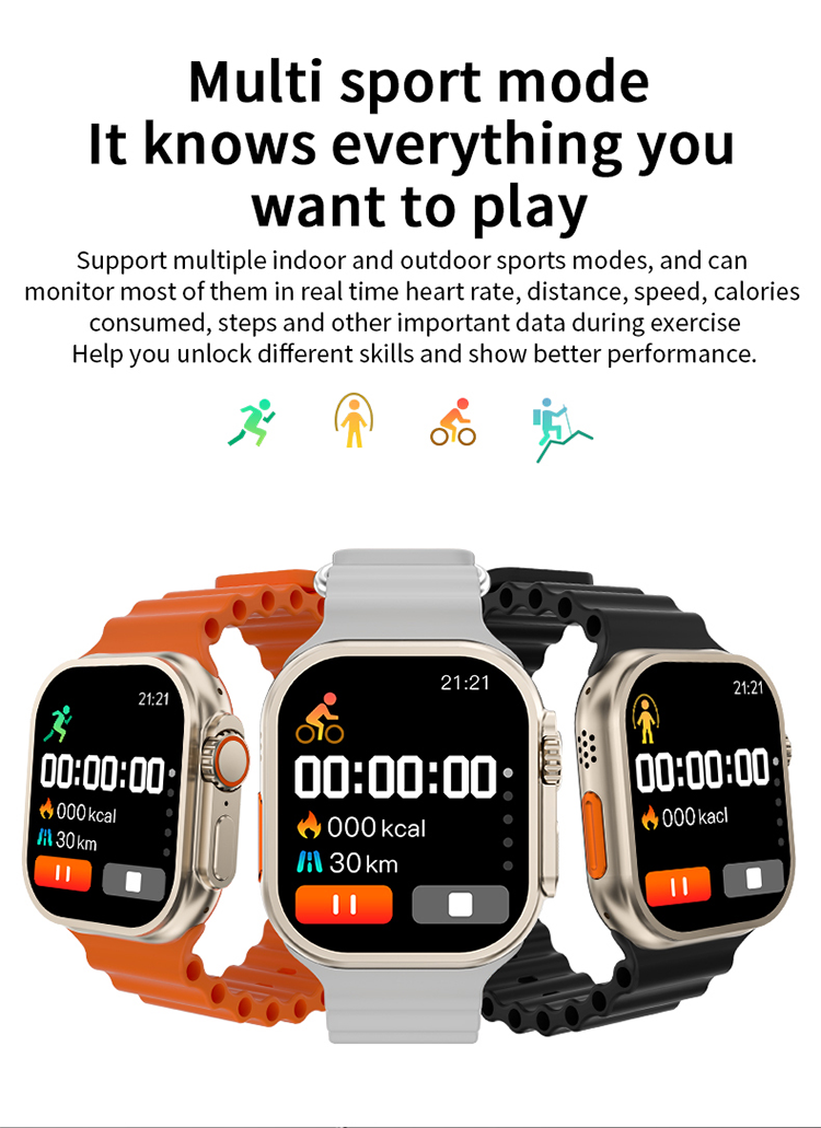 S8 Ultra max smart watch watch8 sleep Heart rate Monitor NFC Bluetooth call Smart watch Men sports bracelet Kids Smart watch Couple Watches Fitness Waterproof Smartwatches s8 ultra smart watch for Men