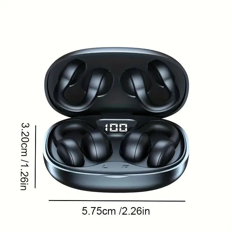 AloTech TWS X58 Wireless Bone Conduction Earphones Bluetooth 5.3 Headphones Waterproof Sports Earbuds Clip-on Earphones with Microphone Wireless Bluetooth Earphone Gaming Headset Wireless Earpods Pods