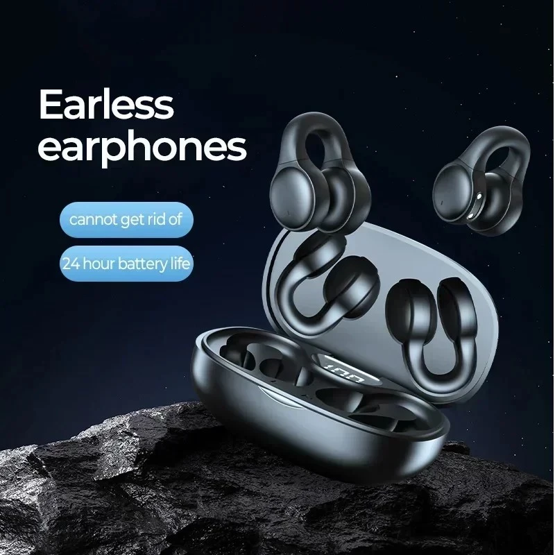 AloTech TWS X58 Wireless Bone Conduction Earphones Bluetooth 5.3 Headphones Waterproof Sports Earbuds Clip-on Earphones with Microphone Wireless Bluetooth Earphone Gaming Headset Wireless Earpods Pods