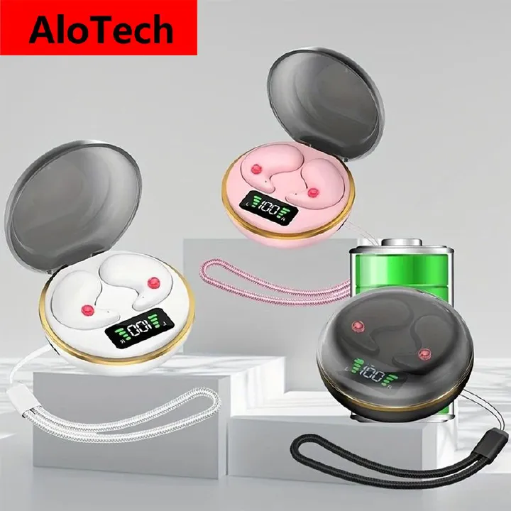 AloTech BY8 Noise Reduction Earphone Wireless Bluetooth 5.3 Headphones Gaming Headset Sleeping HIFI Earbuds J1 Wireless Sleeping Earphopnes With Mic With lanyard Bluetooth Earpods Wireless Headphone