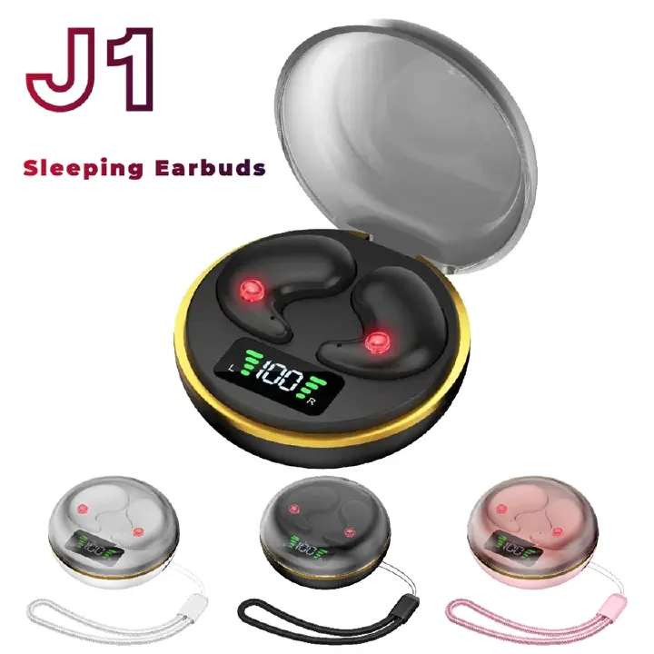 TWS Sleep Earbuds 5.3 Bluetooth Headphones J1 mini Sleeping Earbuds With lanyard Hi-Fi Stereo Sound Waterproof Build-in Mic Noise Cancelling For Iphone For Andriod Touch Control Earphone VS X55 Earbud