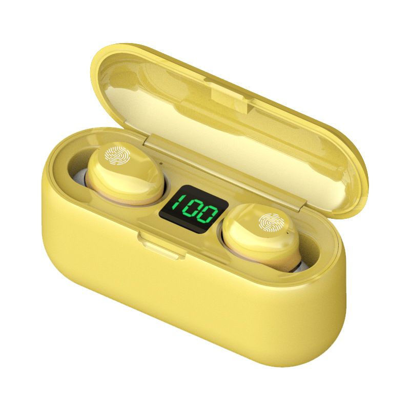 AloTech Wireless Bluetooth Earphone TWS F9 Earbud With Large Battery LED Display Touch Control Earpods 9D Stereo Sports Headphone Gaming Headset Wireless Earphone Wireless Earbuds Bluetooth Headset