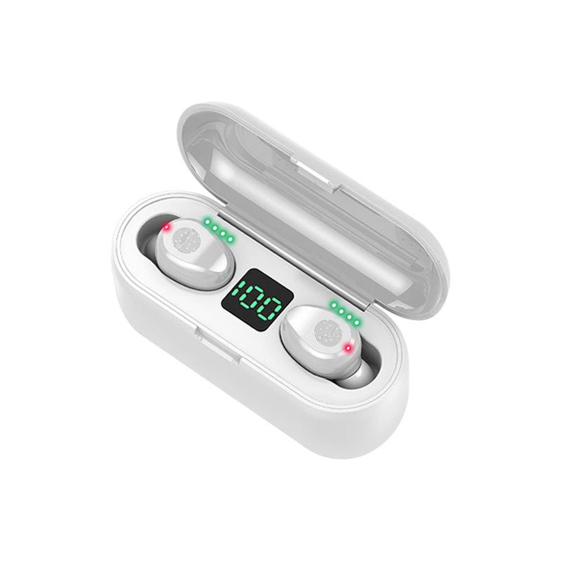 AloTech Wireless Bluetooth Earphone TWS F9 Earbud With Large Battery LED Display Touch Control Earpods 9D Stereo Sports Headphone Gaming Headset Wireless Earphone Wireless Earbuds Bluetooth Headset