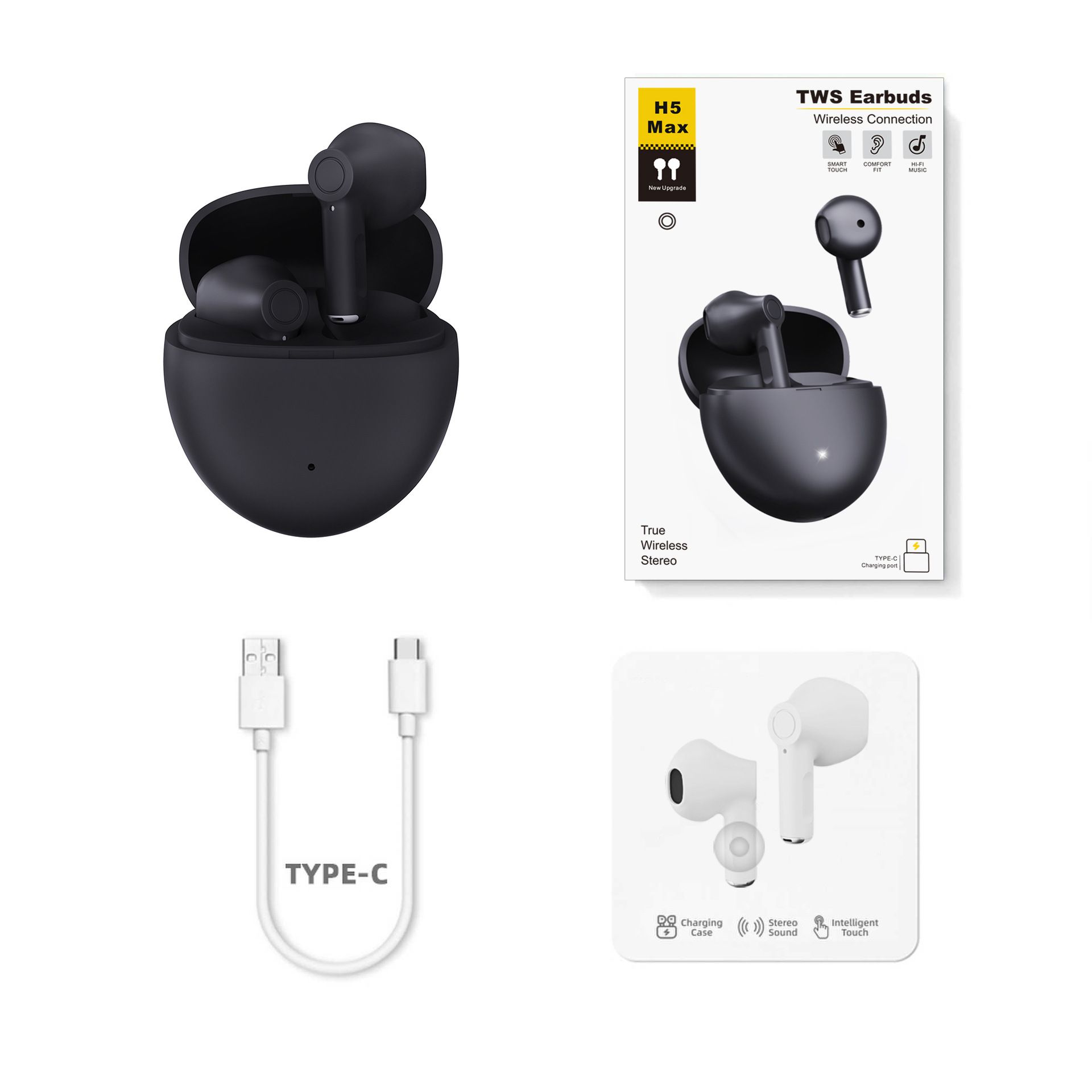 TWS Wireless Earbuds with Microphone Touch Control Bluetooth Headphones Pods Bluetooth Wireless Earphones Noice Reduction Wireless Bluetooth Headset Airpods Bluetooth Earpods Hifi Stereo Sound Earpods