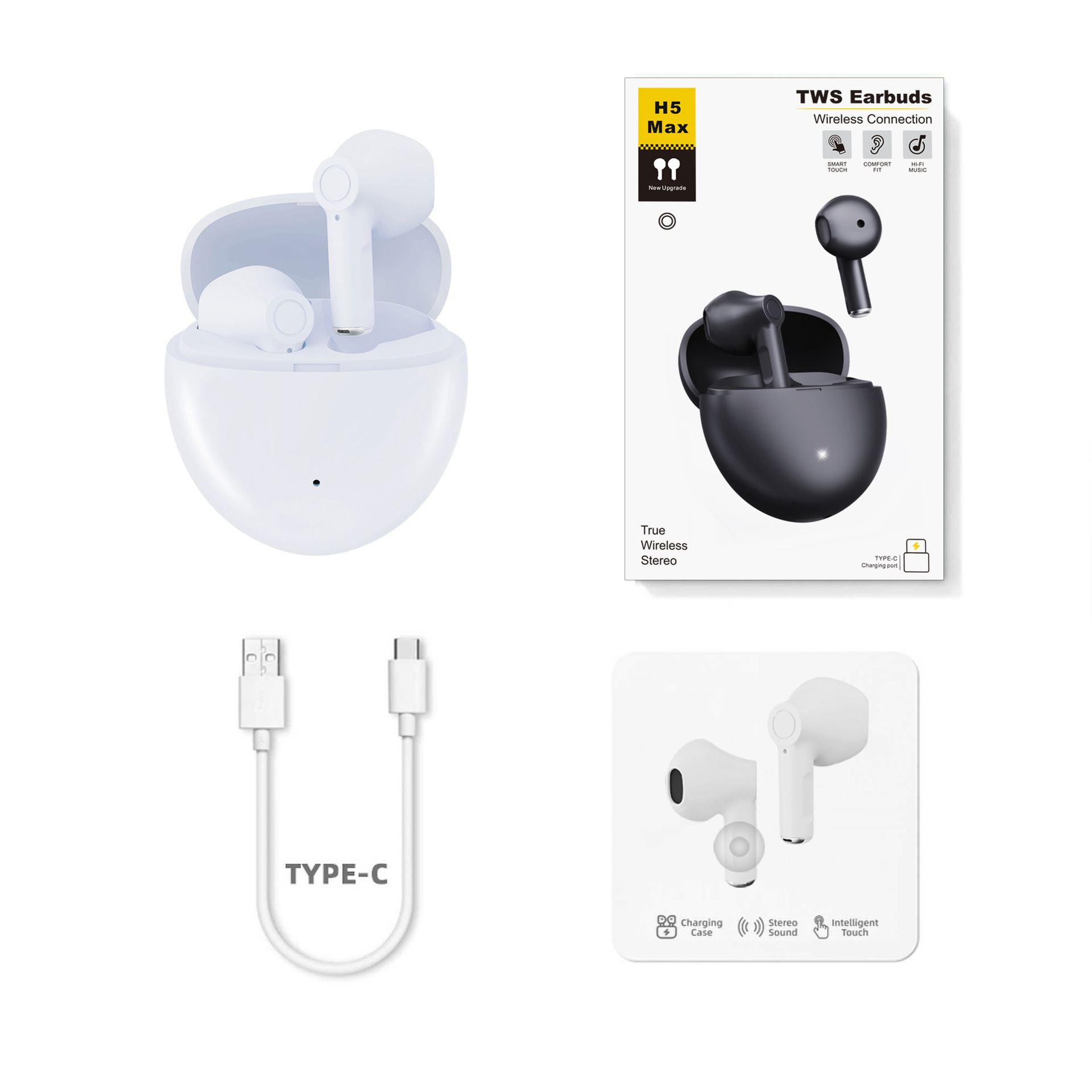 TWS Wireless Earbuds with Microphone Touch Control Bluetooth Headphones Pods Bluetooth Wireless Earphones Noice Reduction Wireless Bluetooth Headset Airpods Bluetooth Earpods Hifi Stereo Sound Earpods