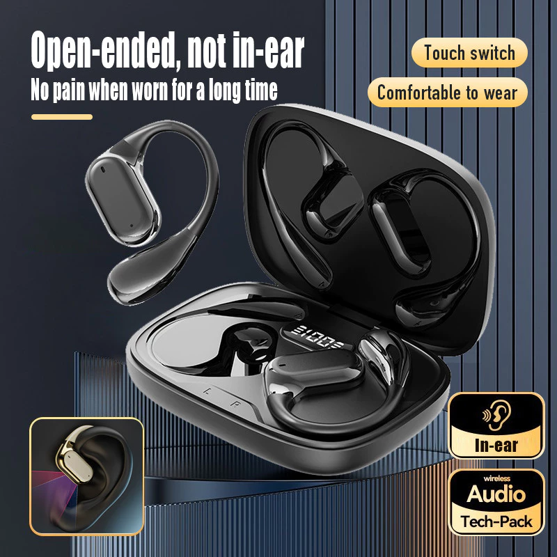 AloTech Earbuds Q11 Bluetooth Wireless Earbuds TWS Hanging Ear Style Earphone Bluetooth 5.4 Touch Control Long Battery Life with Mic HiFi Stereo Sound Waterproof Sports Wireless Earpods BT Headphone