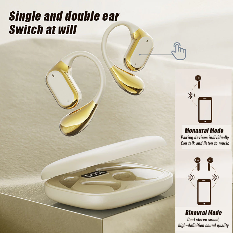 AloTech Earbuds Q11 Bluetooth Wireless Earbuds TWS Hanging Ear Style Earphone Bluetooth 5.4 Touch Control Long Battery Life with Mic HiFi Stereo Sound Waterproof Sports Wireless Earpods BT Headphone