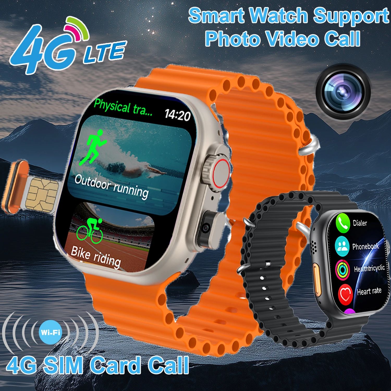 New T83 Pro Smart Watch With SIM Card Slot Camera Video Call Bluetooth Call Smart Watch IP67 Waterproof Smart Watch Men Heart Rate Fitness Tracker Sports Smart Watch Woman Smartwatch Kids Smartwatches