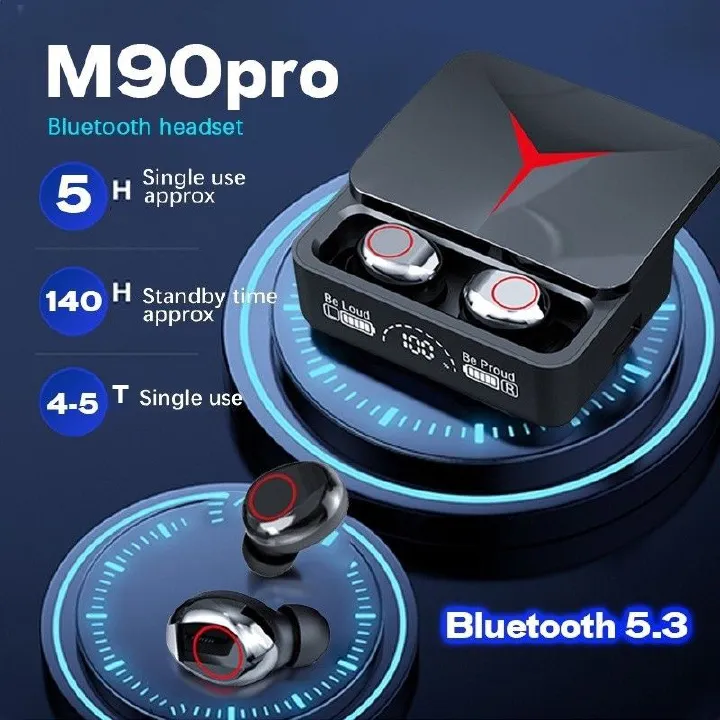 M90 Pro TWS Bluetooth Earphones Wireless Headphones Touch Control Gaming Headsets HIFI Stereo Sound Noise Reduction With Mic Original Wireless Headphones Sliding Cover Bluetooth Earpods Sports Earbuds
