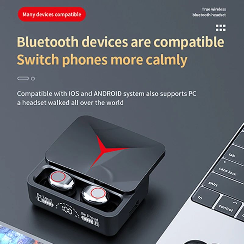 M90 Pro TWS Bluetooth Earphones Wireless Headphones Touch Control Gaming Headsets HIFI Stereo Sound Noise Reduction With Mic Original Wireless Headphones Sliding Cover Bluetooth Earpods Sports Earbuds