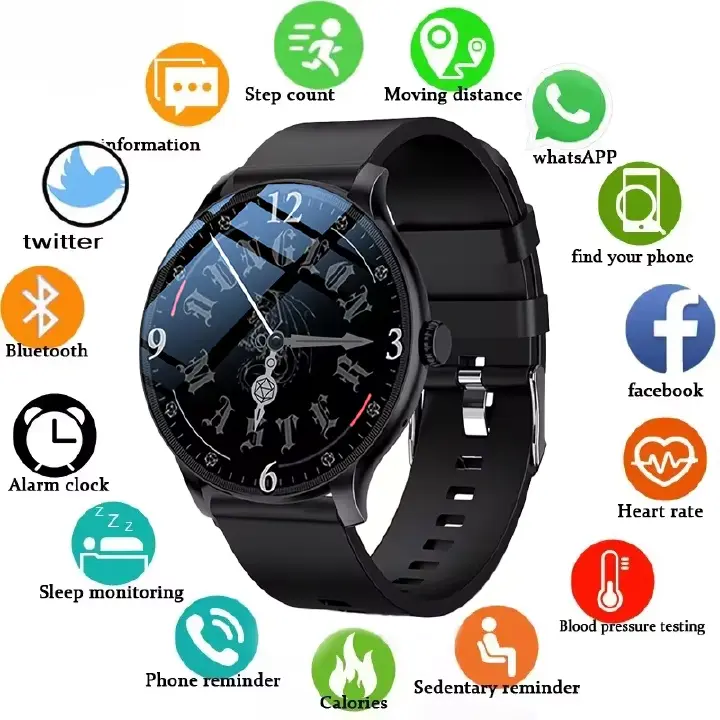 GT Smart Watch Round Screen Bluetooth Call Heart Rate Monitor Fitness Tracker Sports Smart Watch Android IOS Men's Smart Watch Woman Smartwatch Ladies Wrist Watch Couple Waterproof Smart Watch for Men