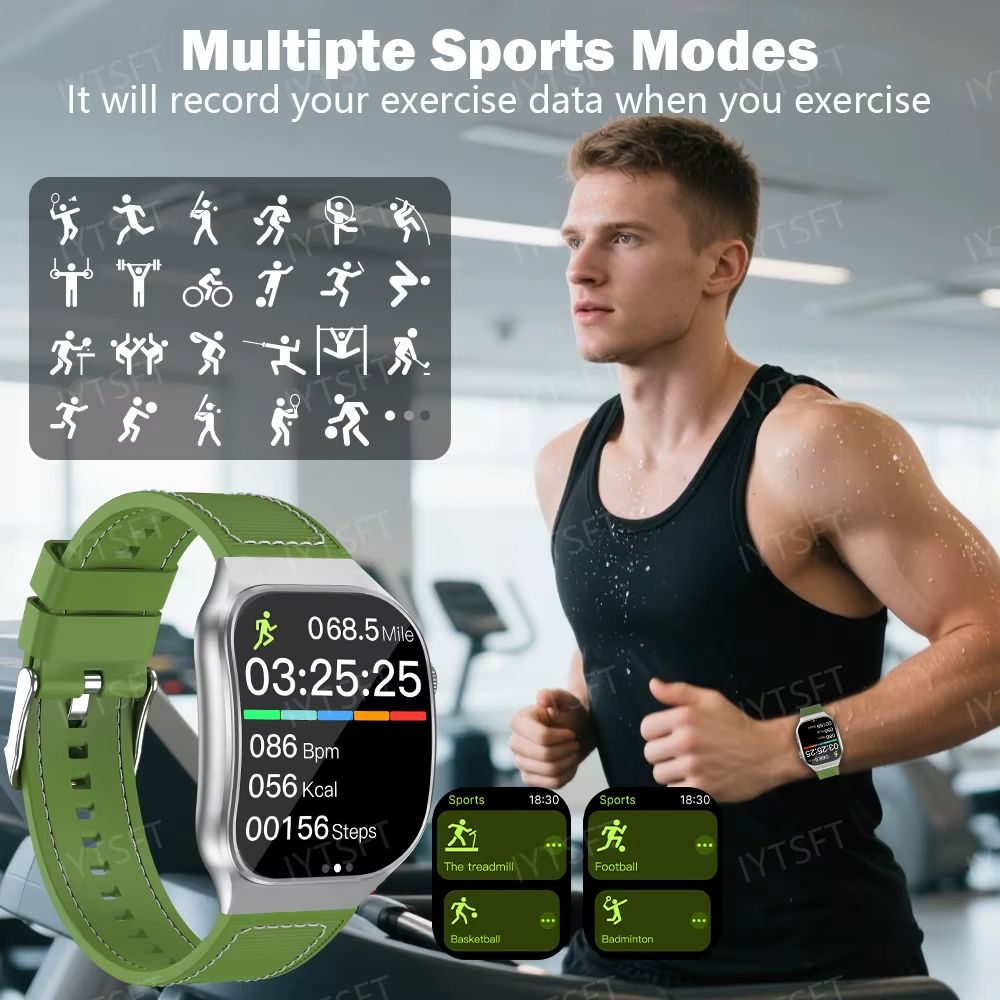 LAXASFIT New Bluetooth Call Smart Watch for Men 2.01" HD Curved Screen Sports Watch Health Monitor Sleep Heart Rate Monitoring Fitness Waterproof Smart Watch for Android iOS H7 Smart Watch For Women