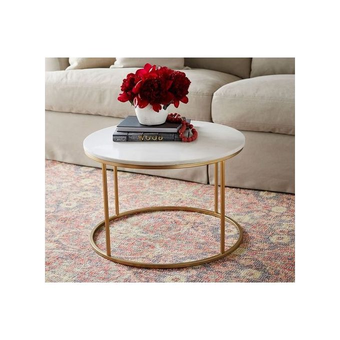 Nobel Wooden Round Decor And Coffee Table White/Gold