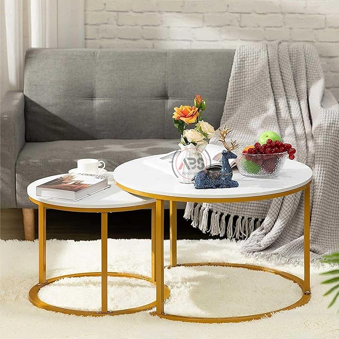 Sierra Round Nesting Table Set – 2-Piece Modern Accent Tables for Living Room & Bedroom