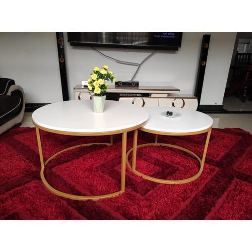 Sierra Round Nesting Table Set – 2-Piece Modern Accent Tables for Living Room & Bedroom